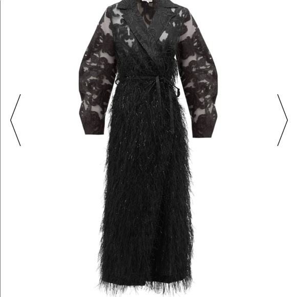 GANNI Feathered-Skirt Brocade-Organza CoatDress - Picture 3 of 9